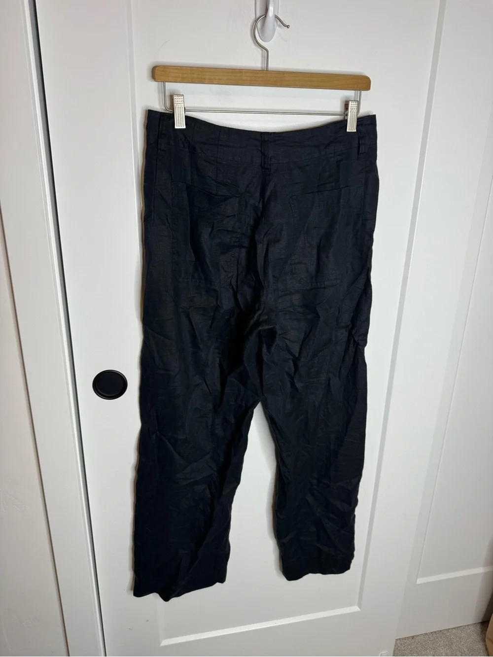 Quince 100% European Linen Wide Leg Trouser Black Size 6